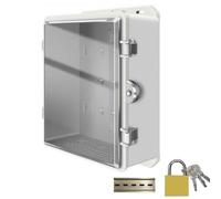 Outdoor Electrical Box, Water Proof Box Weatherproof IP67 ABS Plastic Enclosur, with PC Transparent Clear Cover and Wire Outlet Design for Outdoor and Indoor Usage(Black,24x32x10cm/9.4x13x4in)
