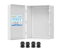 Outdoor Electrical Box Waterproof, ABS Plastic Junction Box IP67 Hinged Cover Project Box with Mounting Plate Wall Brackets and 4 Cable Glands, Grey Electrical Enclosure 19.7"x15.7"x7.9"