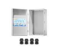 Outdoor Electrical Box Waterproof, ABS Plastic Junction Box IP67 Hinged Cover Project Box with Mounting Plate Wall Brackets and 4 Cable Glands, Grey Electrical Enclosure 23.6"x15.7"x8.6"