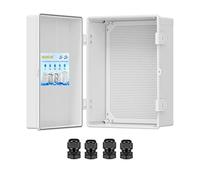 Outdoor Electrical Box Waterproof, ABS Plastic Junction Box IP67 Hinged Cover Project Box with Mounting Plate Wall Brackets and 4 Cable Glands, Grey Electrical Enclosure 15.7"x11.8"x7.1"