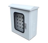 Outdoor Electrical Box, Waterproof Double Door Cabinet with Lock & Mounting Plate, IP65 Rating, Viewing Window, Durable Construction