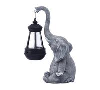 Outdoor Elephant Sculpture | Elephant Outdoor Statues with LED Solar Lights - Light-Sensing Resin Ornaments, Lighted Lawn Decorations for Patio Yard