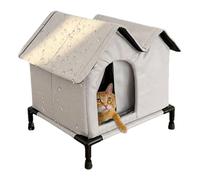 Outdoor Elevated Cat House -Cat Shelter, Warm, Windproof, Thickened Tent Style, With Support Frame, Off The Ground For Moisture Protection, Washable, Foldable And Easy To Store