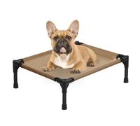 Outdoor Elevated Dog Bed Small, Cooling Raised Dogs Cot for Small Dogs, Comfy Puppy Bed with Breathable Mesh, Outside Dog Hammock Beds, Non Slip, Easy to Clean, Brown, S
