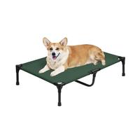 Outdoor Elevated Dog Beds Medium Sized Dog, Cooling Raised Dogs Cots Bed with Breathable Mesh, Portable Lifted Pet Hammock, Non-Slip Feet, Green, M