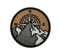 Outdoor Embroidered Patches For Backpacks, Mountain Compass Round Badges, Morale Patches With Hook Loop Backing For Vests Hats Jackets, Weather Resistant Camping Hiking, 3.15 Inches x 3.15 Inches