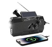 Outdoor Emergency Radio, Multifunctional Outdoor Solar Emergency Hand Crank Radio, Hand Cranked Solar Powered Radio, Outdoor Emergency Portable Radio Am Fm, Multi-band Disaster Prevention (Black)