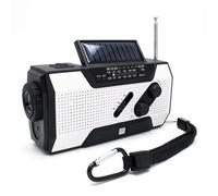 Outdoor Emergency Radio, Multifunctional Outdoor Solar Emergency Hand Crank Radio, Hand Cranked Solar Powered Radio, Outdoor Emergency Portable Radio Am Fm, Multi-band Disaster Prevention (White)