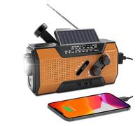 Outdoor Emergency Radio, Multifunctional Outdoor Solar Emergency Hand Crank Radio, Hand Cranked Solar Powered Radio, Outdoor Emergency Portable Radio Am Fm, Multi-band Disaster Prevention (Orange)