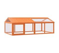 Outdoor Enclosure Brown Solid Pine 200 x 112.5 x 74 cm with Wire Mesh and Folding Roof for Rabbits, Rabbits, Guinea Pigs, Rodents in the Garden, Balcony, Winterproof