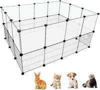 Outdoor Enclosure for Rabbits Indoor, Black Guinea Pig Enclosure for Outdoor Use Made of Metal, 150 x 60 x 60 cm, Small Animal Cage, Playpen, DIY Expandable Small Animal Enclosure for Puppies, Rabbits