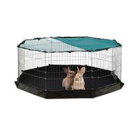 Outdoor Enclosure, Small Animal Run, with Floor & Net Cover, 8 Grids, Rabbit, HxWxD: 60 x 150 x 150 cm, Silver