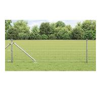 Outdoor Euro Fence Panel Set, Silver Steel Wire Mesh, 0.8 x 10 m, Weather Resistant Garden Boundary for Pet & Dog Enclosures, No Dig Animal Barrier