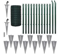 Outdoor Euro Fence Panel Set with Ground Spike Steel Green Multi Sizes vidaXL