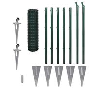 Outdoor Euro Fence Panel Set with Ground Spike Steel Green Multi Sizes vidaXL