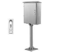 Outdoor EV Charger Enclosure, Steel Floor Mounted Pedestal with Hinged Cover & Cable Organizer for Electric Vehicle Charging Stations