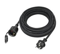 Outdoor Extension Cable 25 m for Outdoor Use, Rubber Extension Power Cable with Schuko Plug, IP44 Extension Cable, H07RN-F 3G 1.5 mm² Cable, with Protective Cap, 3500 W, Black