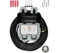 Outdoor Extension Lead Waterproof Heavy Duty 2 Way Outside 2G IP66 Rated Outside Garden Power Box With Switch Indicator (WITH RCD PROTECTION, 50 METRES 50M)