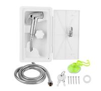 Outdoor Exterior Shower Box Kit, Camper Exterior Shower BoxOutside, RV Accessories with Lock Stainless Steel Hot Cold Switch Shower Head Coiled Hose Replacement for RVs Fifth Wheels Travel Trailers