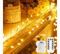 Outdoor Fairy Firecracker Lights Battery Operated, 10 Feet 100 LEDs Twinkle String Lights with Remote, Starry Lights for DIY Wreath Wedding Party Bedroom Mason Jar Holiday Christmas, Warm White