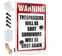 Outdoor Fall Decor Vintage Poster Rustic Waterproof | Warning Trespassers Will Be Shot Survivors Will Be Shot Again Indie Metal Wall Decor For Pool Home(20X30CM)