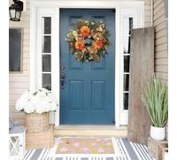 Outdoor Fall Wreaths for Front Door - Maple Front Door Wreath Decorations - Home Decor Realistic for Halloween Thanksgiving Farmhouse Window Welcome Sign Summer Outdoor Porch Furniture Indoor