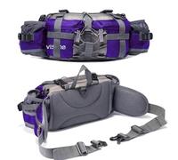 Outdoor Fanny Pack Hiking Camping Fishing Waist bag 2 Water Bottle Holder Lumbar Pack (Purple)