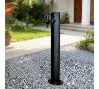 Outdoor Faucet, Outdoor Vertical Garden Water Column, Yard Hydrant, Stainless Steel Column, Supports Side and Bottom Water Inlets, Garden Water Column for Exterior Patios, Backyards, an Dual Outlet-B