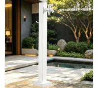 Outdoor Faucet Post Dual Outlets, Floor-Mounted Decorative Outdoor Hydration Source, Water Source Frost Proof, for Patio Farm, Stainless Steel(Height: 60cm/23.6in)