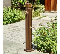 Outdoor Faucet, Retro Floor-Standing Faucet Post with Dual Spouts, Antifreeze Coating, Suitable Or Patio, Lawn, Garden Irrigation, Water Features, and Cleaning (25.6 Inches). One Color 33.5in