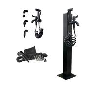 Outdoor Faucet with 7.5m Spray Gun 304 Stainless Steel Garden Water Column Vertical Ground/Side Inlet Easy Installation Durable Black Design for Efficient Watering