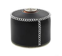 Outdoor Faux Leather Gas Canister Cover with Retro Style for Durable Protection and Safe Ventilation Security and Longevity of Your Gas Canister (Short black 230ml)