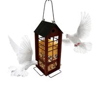 Outdoor Feeder Station - 43 x 32 x 20 cm Retro Style Feeder with Iron, Hanging Design Anti-Squirrel with Rain Shield Top | Decorative Accessory