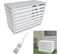 Outdoor Fence Air Conditione Cover, Aluminum 39.4x 19.7x27.6in Mini Split Air Conditioner Cover Decorative, Protective Grilles for Ac and Heat Pumps with Air Conditioner Fin Comb(Bruin)(Bianco)