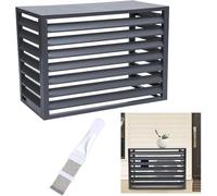 Outdoor Fence Air Conditione Cover, Aluminum 39.4x 19.7x27.6in Mini Split Air Conditioner Cover Decorative, Protective Grilles for Ac and Heat Pumps with Air Conditioner Fin Comb(Bruin)(Grigio)