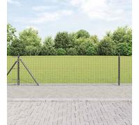 Outdoor Fence Panel Set, Grey Powder-Coated Steel, 0.4 x 10 m Weather-Resistant Garden Barrier with Posts, UV Resistant, Easy Assembly for Yard Protection