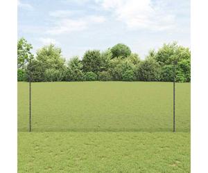 Outdoor Fence Panel Set Grey Steel & PVC 2500x2.7x40cm Roll + 11 Posts Powdered
