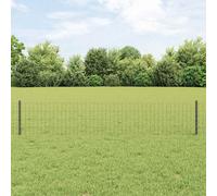 Outdoor Fence Panel Set Grey Steel PVC Powder-Coated 1000x40cm Roll+5 Posts Kit