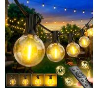 Outdoor Festoon Lights Mains Powered - 30M 100FT LED Garden String Lights with 36+2 G40 Shatterproof Bulbs, Dimmable Remote Control, Timer & 24V Waterproof Design for Patio Gazebo Pergola Backyard Wed