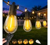Outdoor-Festoon-Lights-Mains-Powered-String-Light-100ft-30m S14 30+2 LED Bulbs Garden String Lighting Outside Dimmable with Remote Connectable IP65 Waterproof for Patio Gazebo Pergola Backyard Party