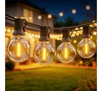 Outdoor Festoon String Lights Mains Powered, 100FT/30M Garden String Lights with 50+2 Shatterproof G40 Bulbs, IP44 Waterproof Outside Lighting for Patio Gazebo Pergola Party Wedding (Warm White)