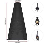 Outdoor Fire Pit Cover, Patio Chiminea Cover Heavy Duty Fabric Water-Proof, All Weather Protection Chiminea Defender, Durable Zipper Stand-Up Outdoor