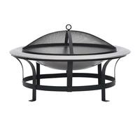 Outdoor Fire Pit with Grill Stainless Steel Garden Burning Fireplace vidaXL