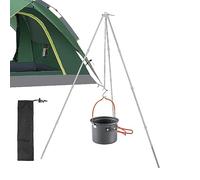 Outdoor Fire Tripod Stand - Foldable Camping Grill Hanger For Dutch Oven, Adjustable Height Cooking Rack Open Flame | Lightweight Aluminum Alloy Campfire Gear, Portable BBQ, Picnic, Backyard, Hiking