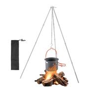 Outdoor Fire Tripod Stand - Foldable Camping Grill Hanger For Dutch Oven, Adjustable Height Cooking Rack Open Flame | Lightweight Aluminum Alloy Campfire Gear, Portable BBQ, Picnic, Backyard, Hiking