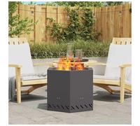 Outdoor Firepit Hexagonal Black Steel 58x58x51cm Smokeless Portable Modern Patio