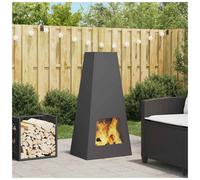 Outdoor Fireplace Cone Black Steel 50x35x100cm Matte Rust-Resistant Patio Garden