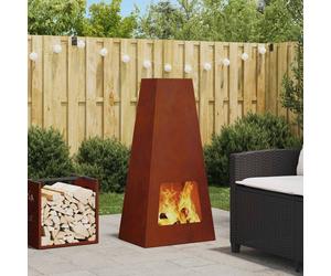 Outdoor Fireplace Cone Steel Weathering Brown 50x35x100cm Patio Centerpiece XL