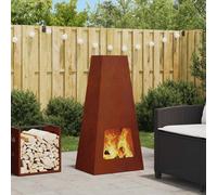 Outdoor Fireplace Cone Steel Weathering Brown 50x35x100cm Patio Centerpiece XL