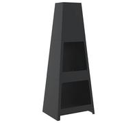 Outdoor Fireplace with Log Store Fire Pit Tower Design Black Steel vidaXL [EEK: Not Applicable/Not Available]